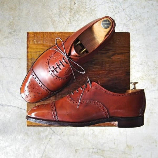 ★クロケット&ジョーンズ 9E【★セミブローグ/ALDGATE】茶/カーフ/Crockett&Jones★c529