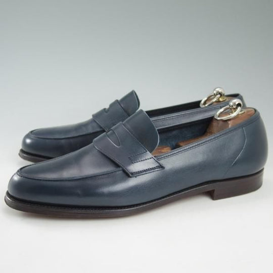 極美品★クロケット&ジョーンズ 8E【★ポールスミス コレクション別注/Paul Smith】ネイビー/コインローファー/Crockett＆Jones★c541