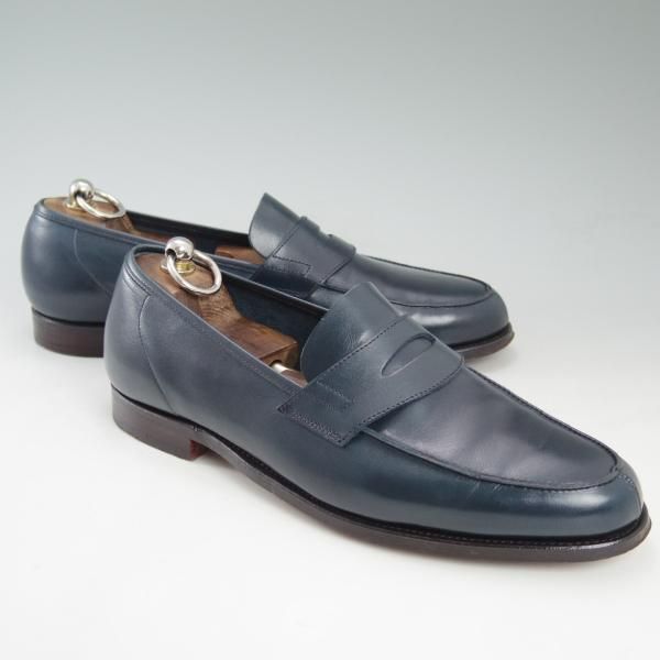 極美品★クロケット&ジョーンズ 8E【★ポールスミス コレクション別注/Paul Smith】ネイビー/コインローファー/Crockett＆Jones★c541