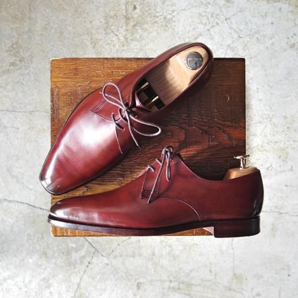 美品★クロケット&ジョーンズ 5.5E【★ハンドグレードライン/AINTREE 3】プレーントゥ/Vフロント/カーフ/Crockett&Jones★c553