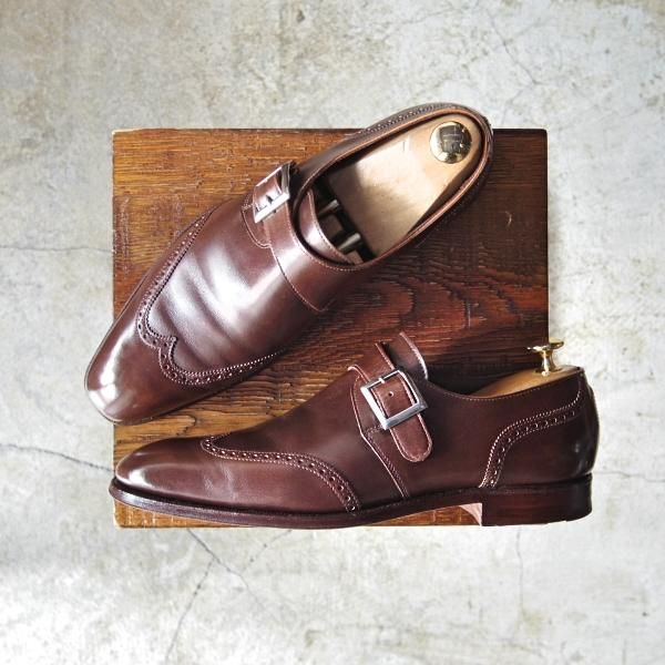 美品★クロケット&ジョーンズ 6.5D【★ハンドグレードライン】モンクストラップ/カーフ/Crockett&Jones★c554