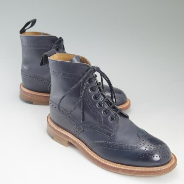極美品★トリッカーズ(レディース) SIZE 4【★カントリーブーツ/L2508/ネイビー色】NAVY BLUE ANILINE CALF/カーフ/Tricker's★c562