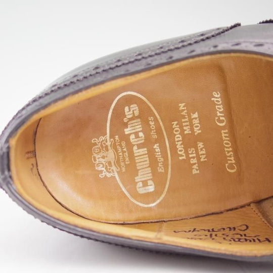 極上★チャーチ 75G/UK7.5【★73ラスト/3都市〜4都市ロゴ過渡期/旧チャーチ】チェットウィンド/CHETWYND/黒/フルブローグ/Church's★c567