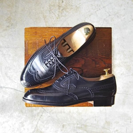 極美品★(伊)タニノクリスチー SIZE 6.5【★定価15万円以上】フルブローグ/106593/カーフ/黒/TANINO CRISCI★c579