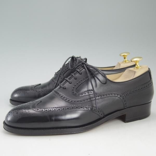 極美品★(伊)タニノクリスチー SIZE 6.5【★定価15万円以上】フルブローグ/106593/カーフ/黒/TANINO CRISCI★c579