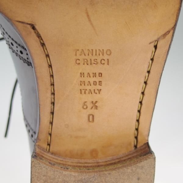 極美品★(伊)タニノクリスチー SIZE 6.5【★定価15万円以上】フルブローグ/106593/カーフ/黒/TANINO CRISCI★c579