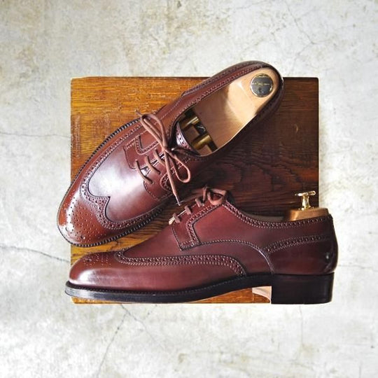 極美品★(伊)タニノクリスチー SIZE 7【★定価15万円以上/ブラックラピド製法】フルブローグ/カーフ/121208/TANINO CRISCI★c580