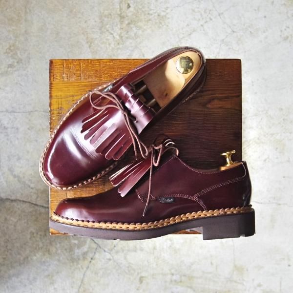 極美品★パラブーツ SIZE 5【希少★キルト付き/PERRIAND/ペリアン】プレーントゥ/ポリッシュレザー/TEXソール/Paraboot★c586