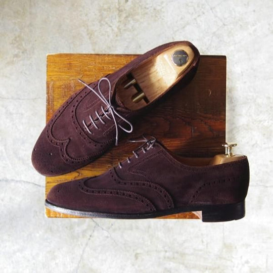 極上★クロケット&ジョーンズ US8.5D/UK8【★ラルフローレン別注/Polo Ralph Lauren】フルブローグ/スエード/Crockett&Jones★c599