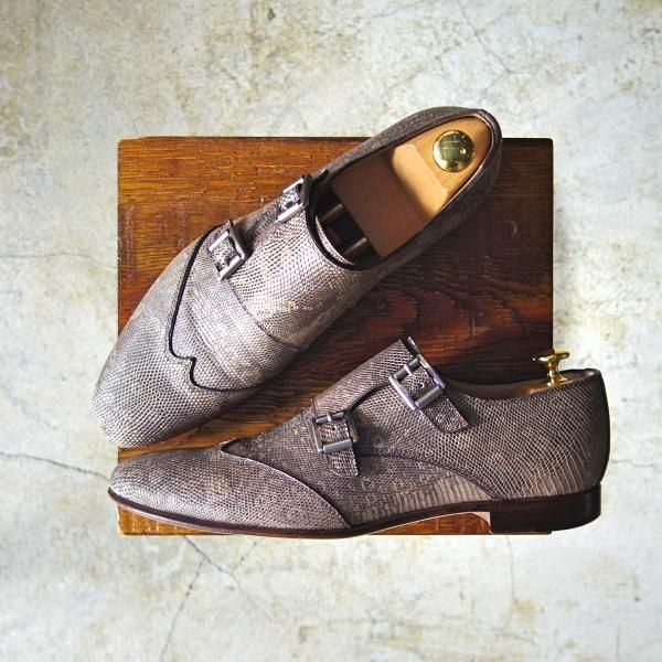 美品★(伊)セルジオロッシ SIZE 6.5【定価￥217,000-★リングリザード仕様】ダブルモンク/sergio rossi★c604