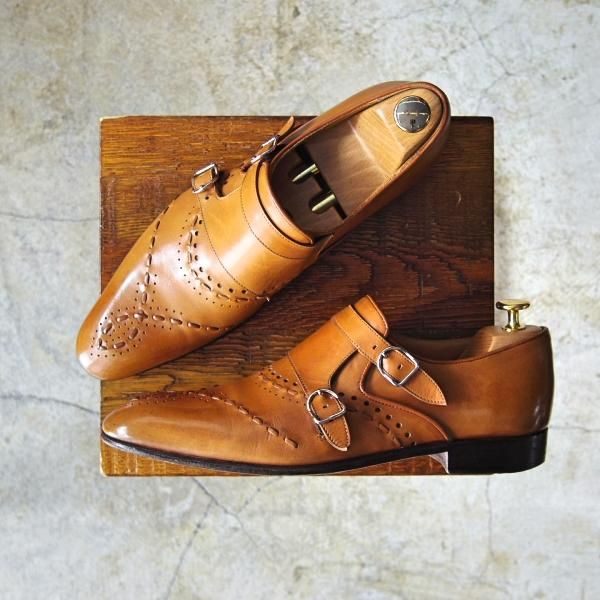 極上★(伊)セルジオロッシ SIZE 6【★ダブルモンク】茶/カーフ/sergio rossi★c612