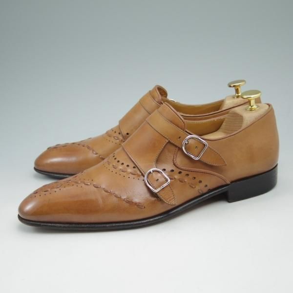 極上★(伊)セルジオロッシ SIZE 6【★ダブルモンク】茶/カーフ/sergio rossi★c612