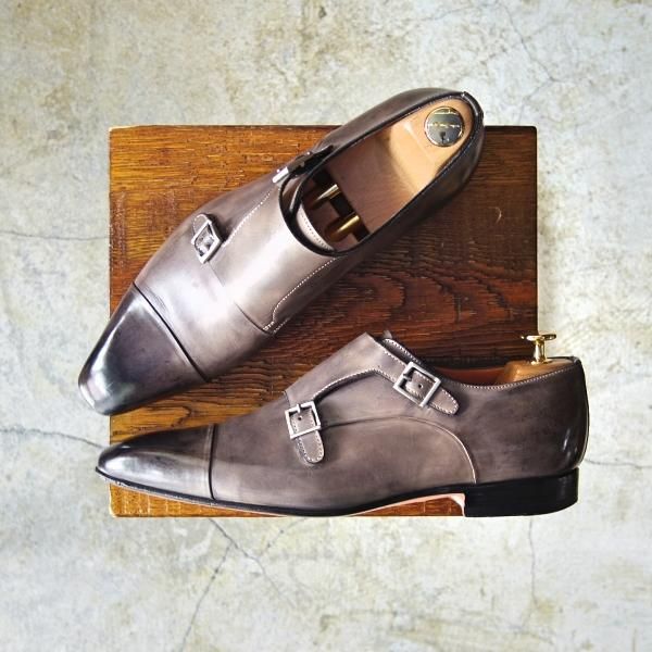 極上★(伊)サントーニ SIZE 6.5【★ダブルモンク】カーフ/12856/Santoni★c613