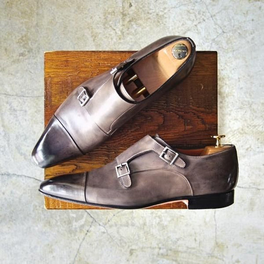 極上★(伊)サントーニ SIZE 6.5【★ダブルモンク】カーフ/12856/Santoni★c613