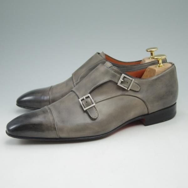 極上★(伊)サントーニ SIZE 6.5【★ダブルモンク】カーフ/12856/Santoni★c613