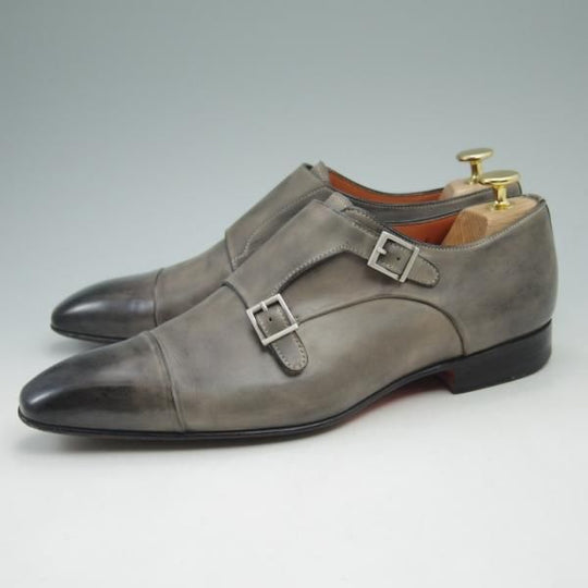 極上★(伊)サントーニ SIZE 6.5【★ダブルモンク】カーフ/12856/Santoni★c613