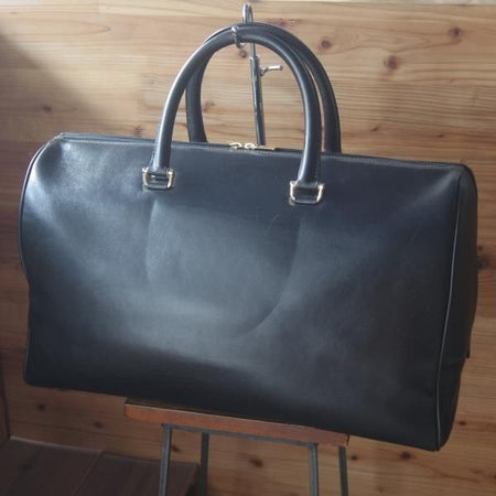 美品★(伊)バラスコリ/VALASCOLI【高額★ボストンバッグ】黒/レザー/メンズ ビジネス バッグ★N5178