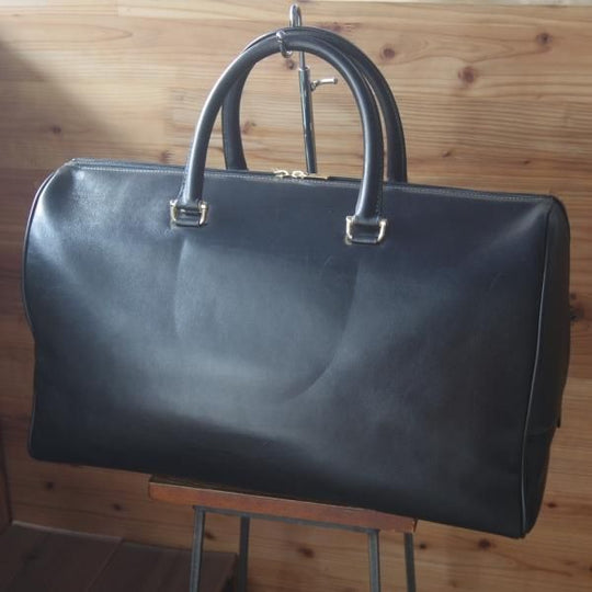 美品★(伊)バラスコリ/VALASCOLI【高額★ボストンバッグ】黒/レザー/メンズ ビジネス バッグ★N5178