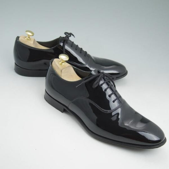 美品★チャーチ 75F/UK7.5【★パテントレザー/ALASTAIR】プレーントゥ/4都市ロゴ/Church's★c651