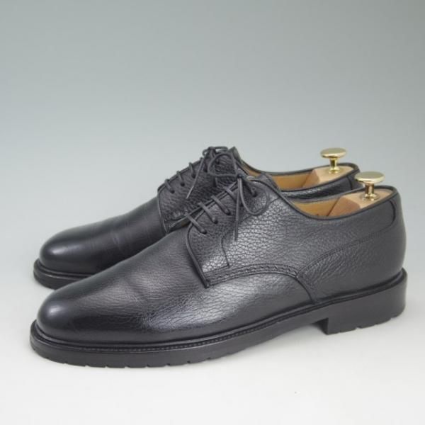 極上★(伊)サントーニ SIZE 9【★ブラックラピド製法/NUVOLAライン】141211/シュリンクレザー/黒/プレーントゥ/SANTONI★c662
