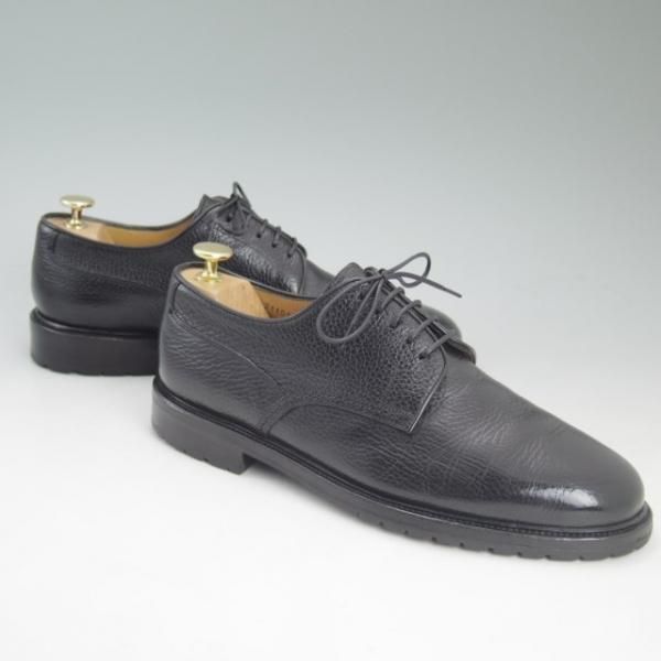 極上★(伊)サントーニ SIZE 9【★ブラックラピド製法/NUVOLAライン】141211/シュリンクレザー/黒/プレーントゥ/SANTONI★c662