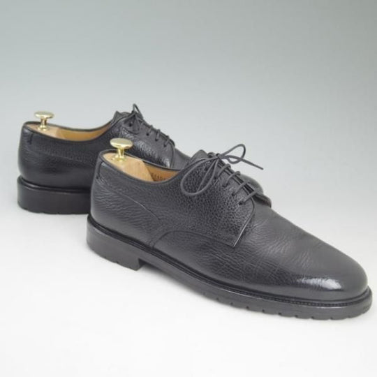 極上★(伊)サントーニ SIZE 9【★ブラックラピド製法/NUVOLAライン】141211/シュリンクレザー/黒/プレーントゥ/SANTONI★c662