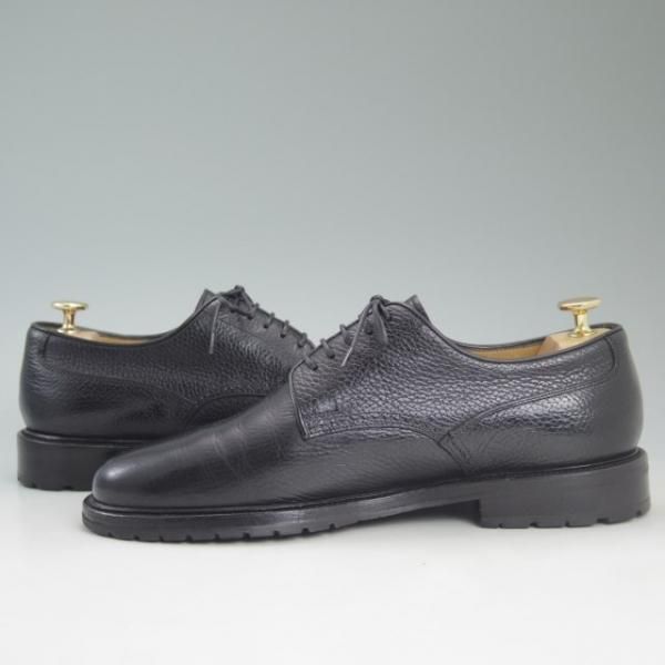 極上★(伊)サントーニ SIZE 9【★ブラックラピド製法/NUVOLAライン】141211/シュリンクレザー/黒/プレーントゥ/SANTONI★c662