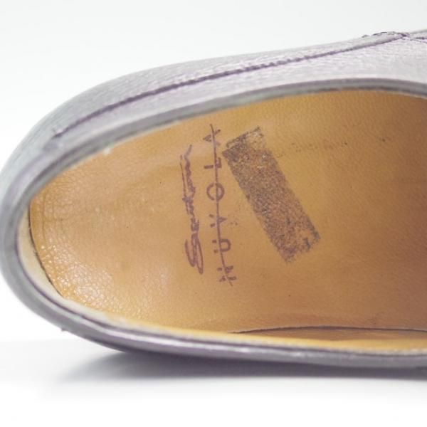 極上★(伊)サントーニ SIZE 9【★ブラックラピド製法/NUVOLAライン】141211/シュリンクレザー/黒/プレーントゥ/SANTONI★c662