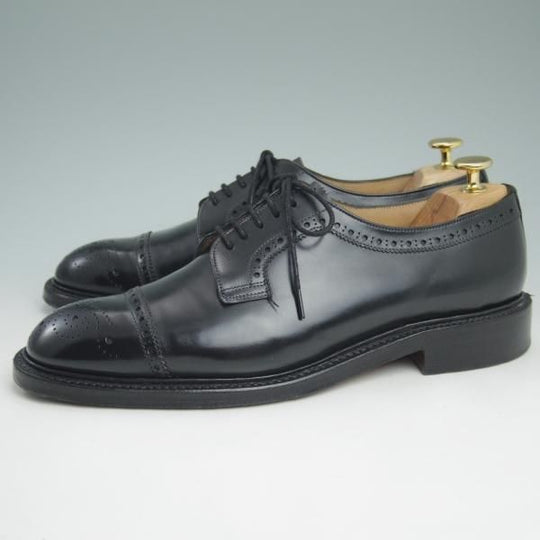 美品★(英)チーニー 7E【★セミブローグ/125ラスト】黒/カーフ/CHEANEY★c671