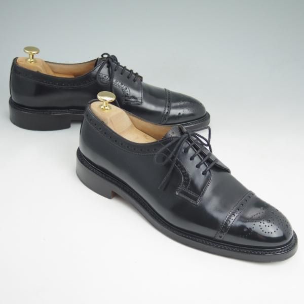 美品★(英)チーニー 7E【★セミブローグ/125ラスト】黒/カーフ/CHEANEY★c671