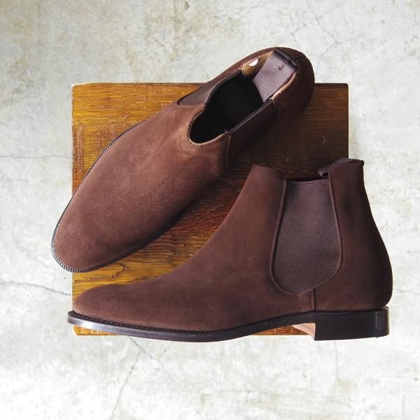 新品★チャーチ 65F/UK6.5【★サイドゴアブーツ/HOUSTON】136ラスト/スエード/濃茶/5都市ロゴ/Church's★c676