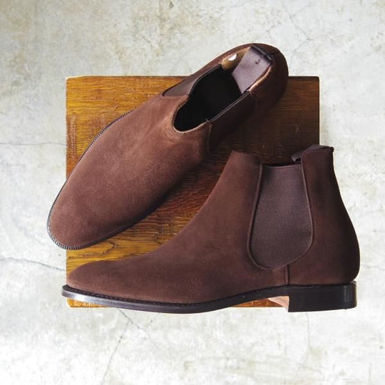 新品★チャーチ 65F/UK6.5【★サイドゴアブーツ/HOUSTON】136ラスト/スエード/濃茶/5都市ロゴ/Church's★c676