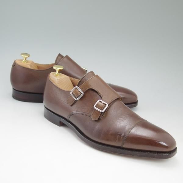 美品★クロケット&ジョーンズ 8.5E【★ラウンズ/LOWNDES】348ラスト/ダブルモンク/グレインレザー/Crockett&Jones★c683