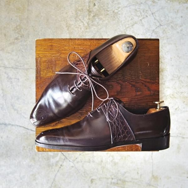 ★(伊)デュカル SIZE 39【貴重★クロコ×カーフ/コンビ仕様】World Footwear Gallery/ワールドフットウェアギャラリー/Ducal★c690