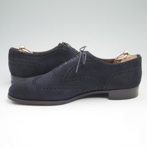 美品★チャーチ 85F/UK8.5【極希少★2都市ロゴ/旧チャーチ/73ラスト】フルブローグ/Charter/スエード/ネイビー/Church's★c691