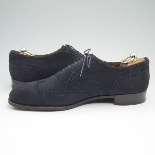 美品★チャーチ 85F/UK8.5【極希少★2都市ロゴ/旧チャーチ/73ラスト】フルブローグ/Charter/スエード/ネイビー/Church's★c691
