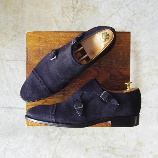 美品★(伊)クラウディオ・マリーニ 39【★(広尾)Al Bazar Tokyo別注/ブラックラピド製法】ダブルモンク/スエード/CLAUDIO MARINI★c695