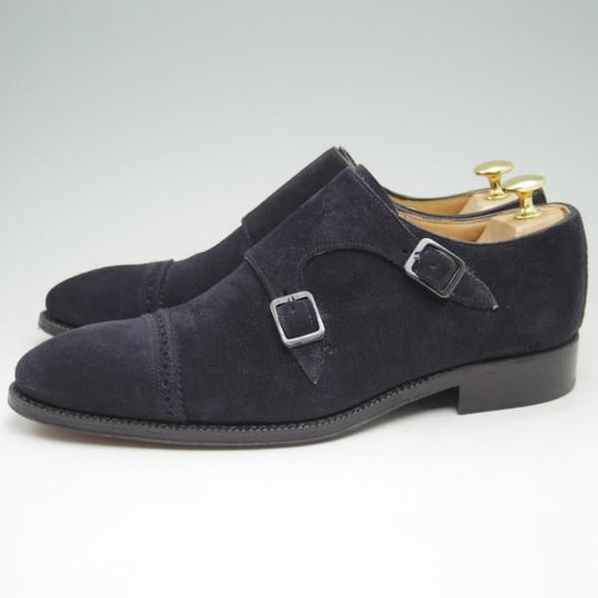 美品★(伊)クラウディオ・マリーニ 39【★(広尾)Al Bazar Tokyo別注/ブラックラピド製法】ダブルモンク/スエード/CLAUDIO MARINI★c695