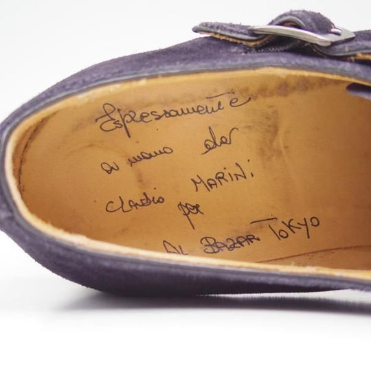 美品★(伊)クラウディオ・マリーニ 39【★(広尾)Al Bazar Tokyo別注/ブラックラピド製法】ダブルモンク/スエード/CLAUDIO MARINI★c695