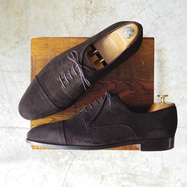 美品★ジョンロブ製 9【希少★エルメス別注/HERMES】HARRY/H413ラスト/ストレートチップ/スエード/濃茶/JOHN LOBB★c698