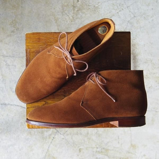 美品★クロケット&ジョーンズ 8E【名作★チャートシー/CHERTSEY】スエード/224ラスト/チャッカブーツ/茶/Crockett&Jones★c705