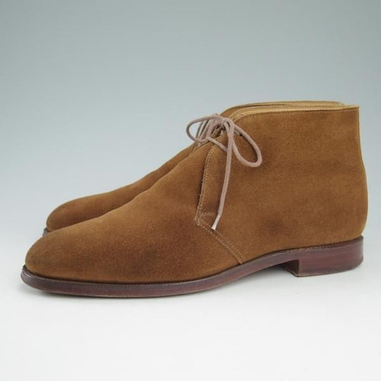美品★クロケット&ジョーンズ 8E【名作★チャートシー/CHERTSEY】スエード/224ラスト/チャッカブーツ/茶/Crockett&Jones★c705