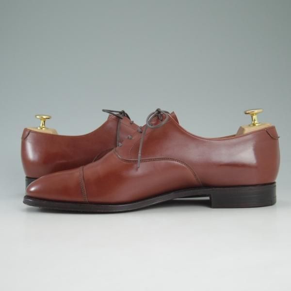 美品★クロケット&ジョーンズ 8.5E【名作★CONNAUGHT/コノート】茶/ストレートチップ/カーフ/Crockett&Jones★c709