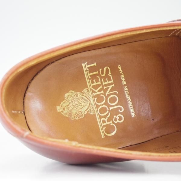 美品★クロケット&ジョーンズ 8.5E【名作★CONNAUGHT/コノート】茶/ストレートチップ/カーフ/Crockett&Jones★c709
