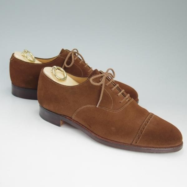 美品★クロケット&ジョーンズ 7E【★(英)ポールセン・スコーン別注/Poulsen Skone】パンチドキャップトゥ/スエード/Crockett&Jones★c711