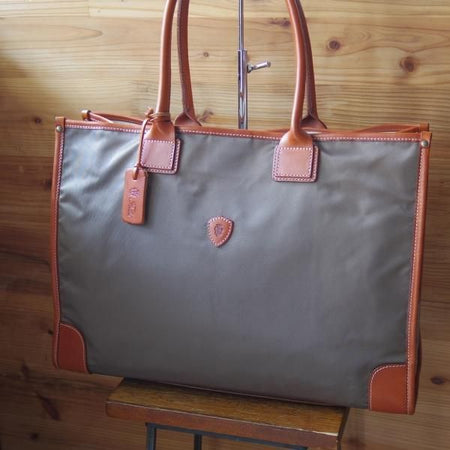 極美品★フェリージ【★15-24/ブリーフ トート】ブラウン×トルトラ/レザー×ナイロン/メンズ ビジネス バッグ/Felisi★N5180