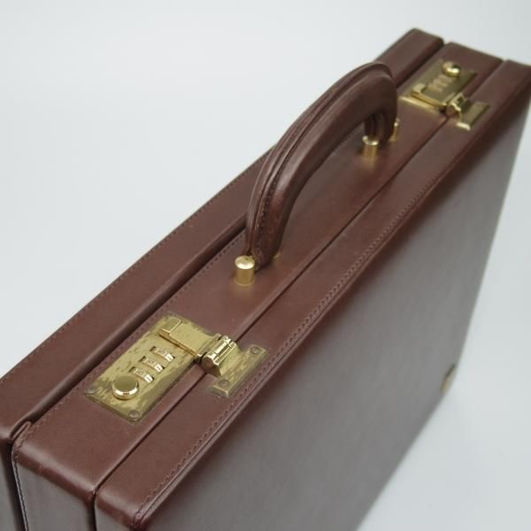 【超希少】ダンヒル アタッシュケース ロゴ金具 クロコ型押し 大容量 ブラウン 極上☆(フランス製)ダンヒル/dunhill【高額☆レザー