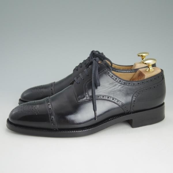 美品★(伊)ボノーラ SIZE 5.5【貴重★旧ボノーラ/セミブローグ】カーフ/黒/BONORA★c741