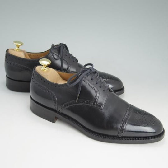 美品★(伊)ボノーラ SIZE 5.5【貴重★旧ボノーラ/セミブローグ】カーフ/黒/BONORA★c741