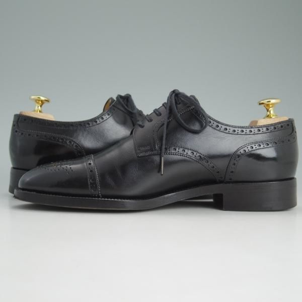 美品★(伊)ボノーラ SIZE 5.5【貴重★旧ボノーラ/セミブローグ】カーフ/黒/BONORA★c741